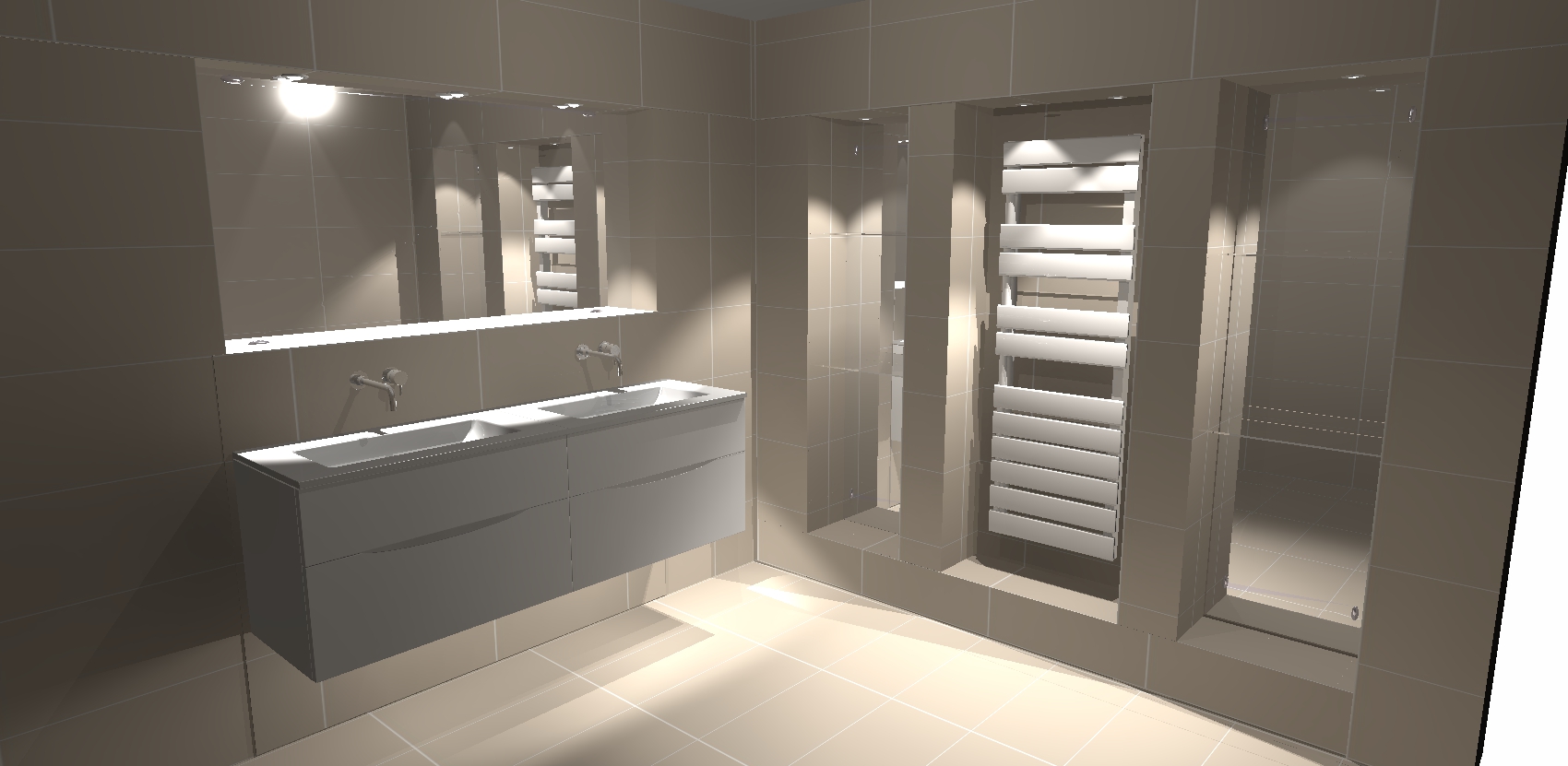 Stylish tiled shower area